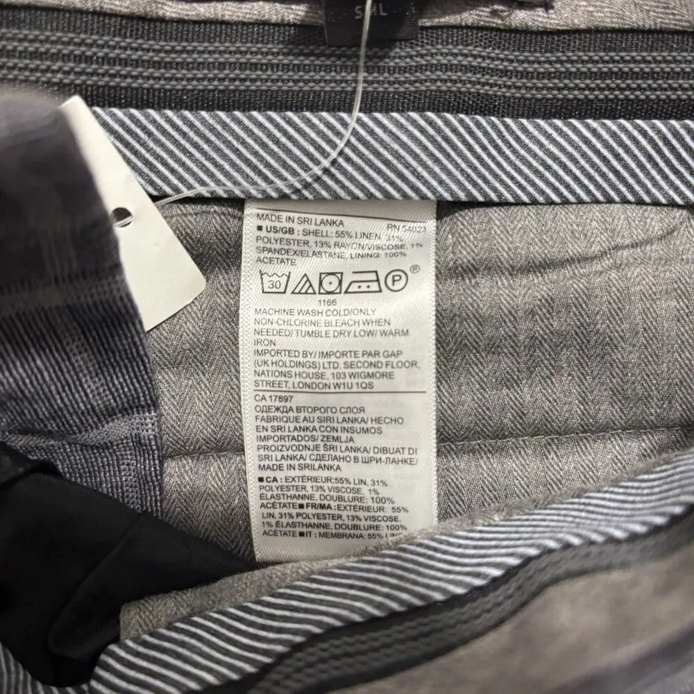 Banana Republic Pants Mens 34x36 Gray Performance Linen Blend Standard Fit NWT